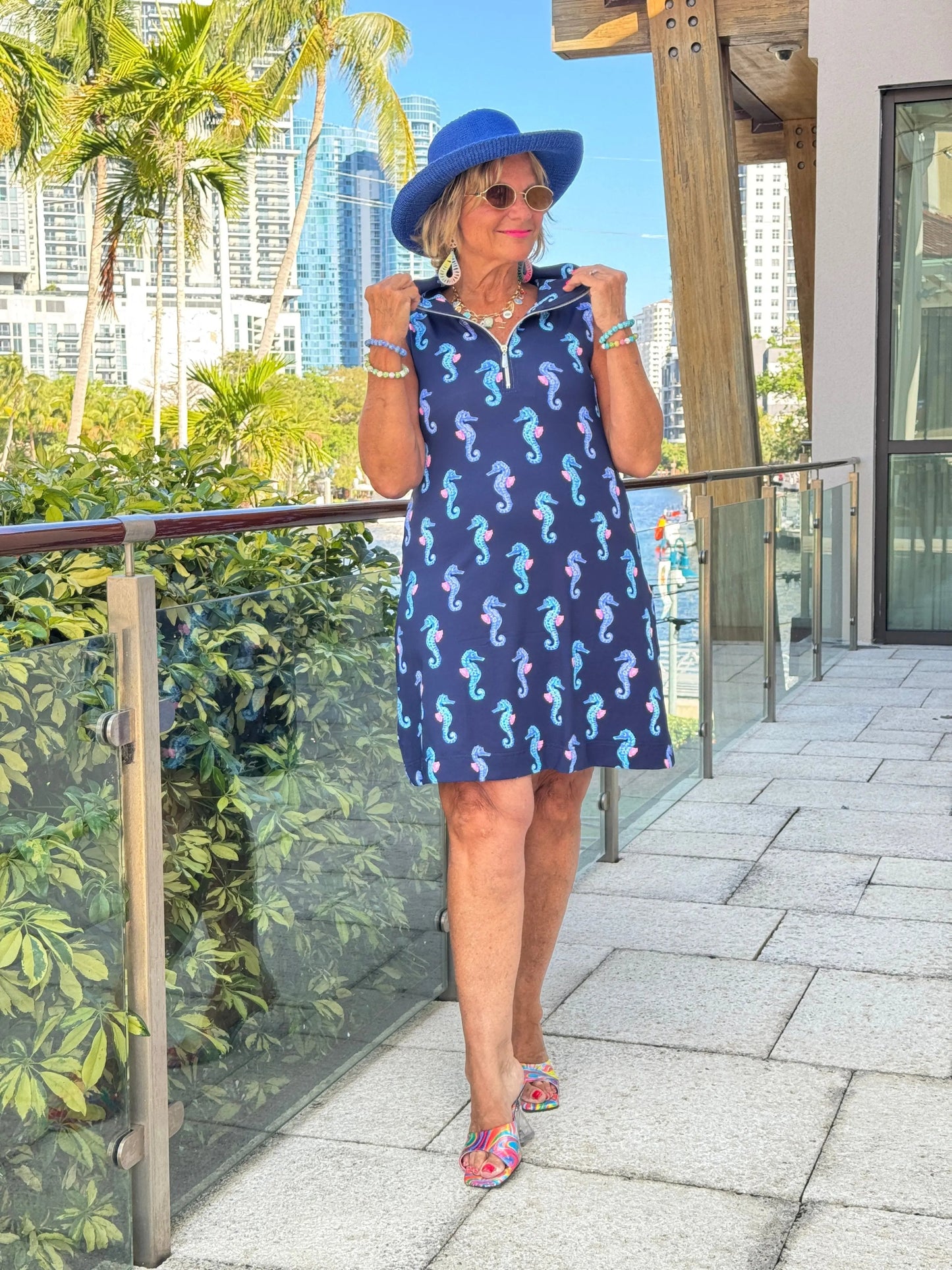 LULU B MIDNIGHT REEF ZIPPER SWING DRESS