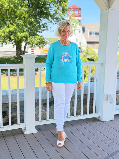 BEACH CLUB AQUA CRAB SWEATER