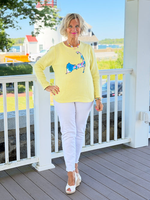BEACH CLUB YELLOW CAPE COD MAP SWEATER