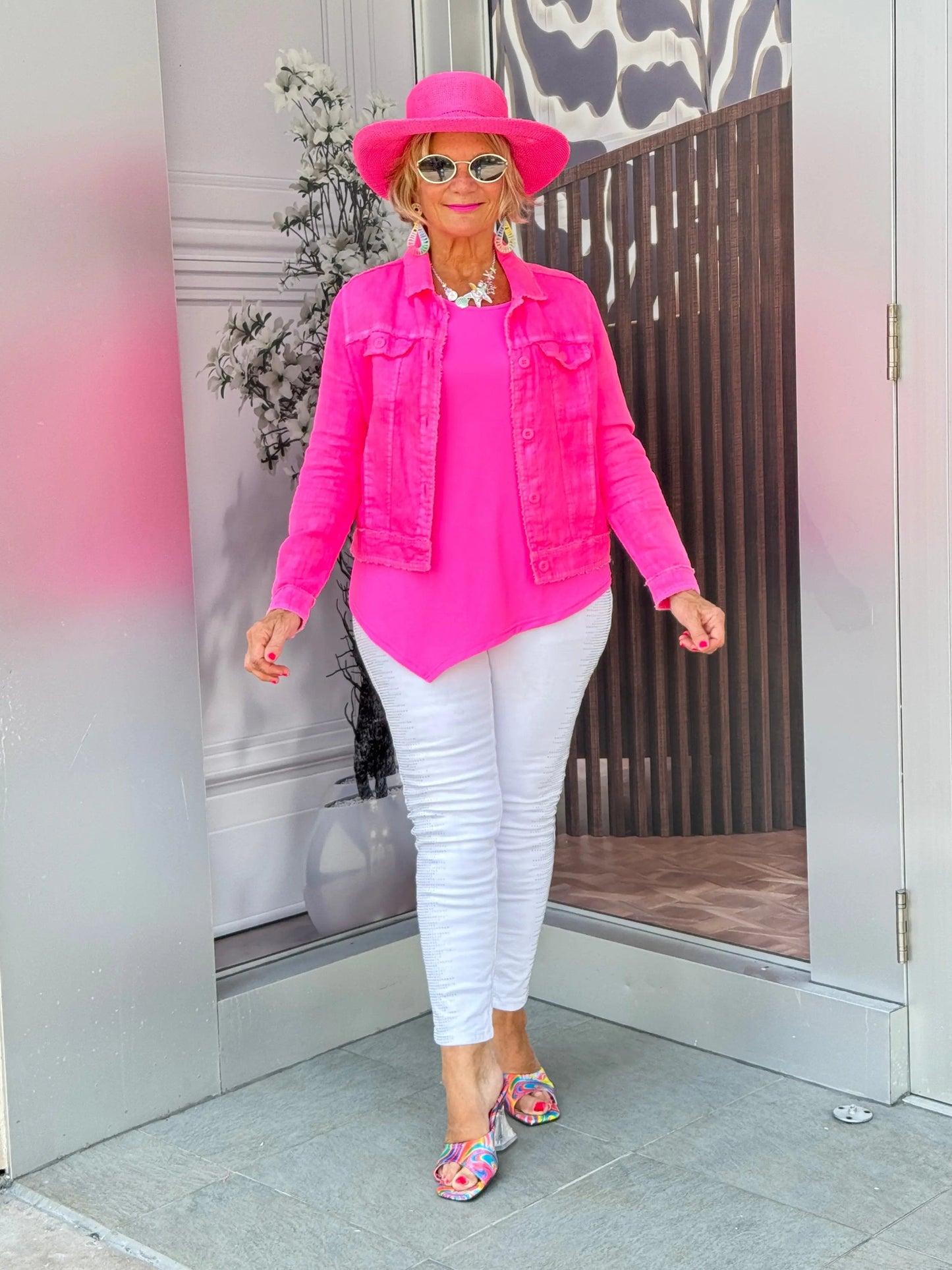 LULU B  HOT PINK LINEN JACKET