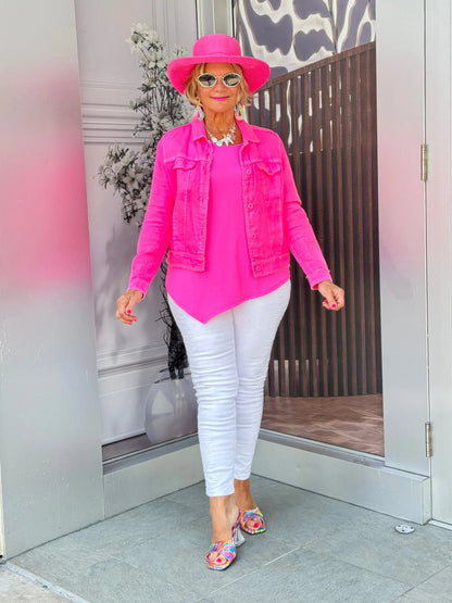 LULU B  HOT PINK LINEN JACKET