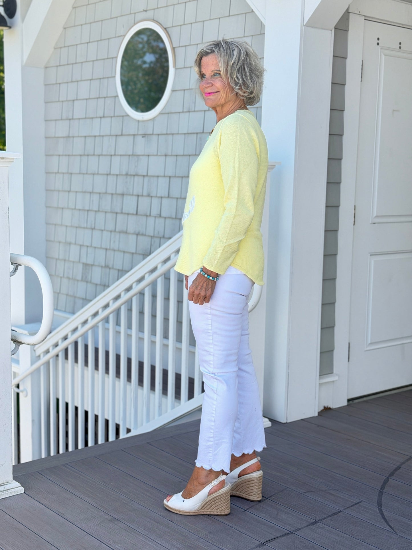 DOCKSIDE NAUTICAL YELLOW STRIPE ANCHOR