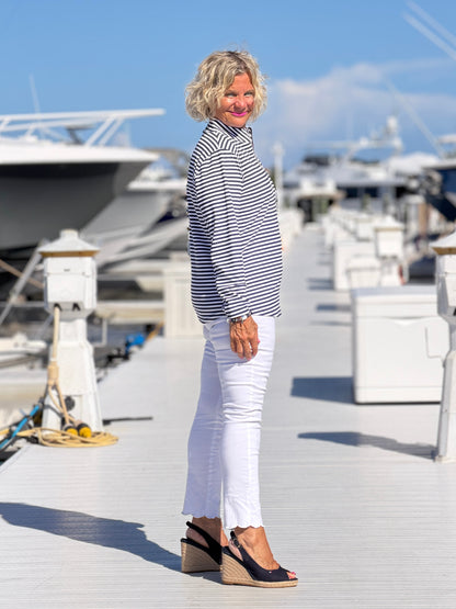 DOCKSIDE NAVY HALF ZIPPER TOP