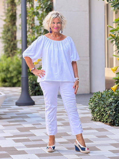 Ethyl Capri Button Crop - Quazar