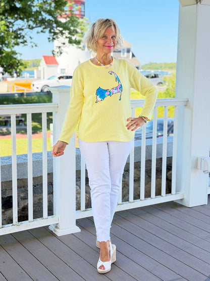 BEACH CLUB YELLOW CAPE COD MAP SWEATER