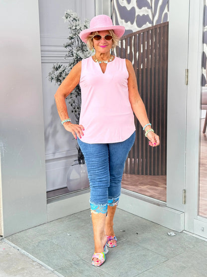 CLEAR PINK SLEEVELESS TANK