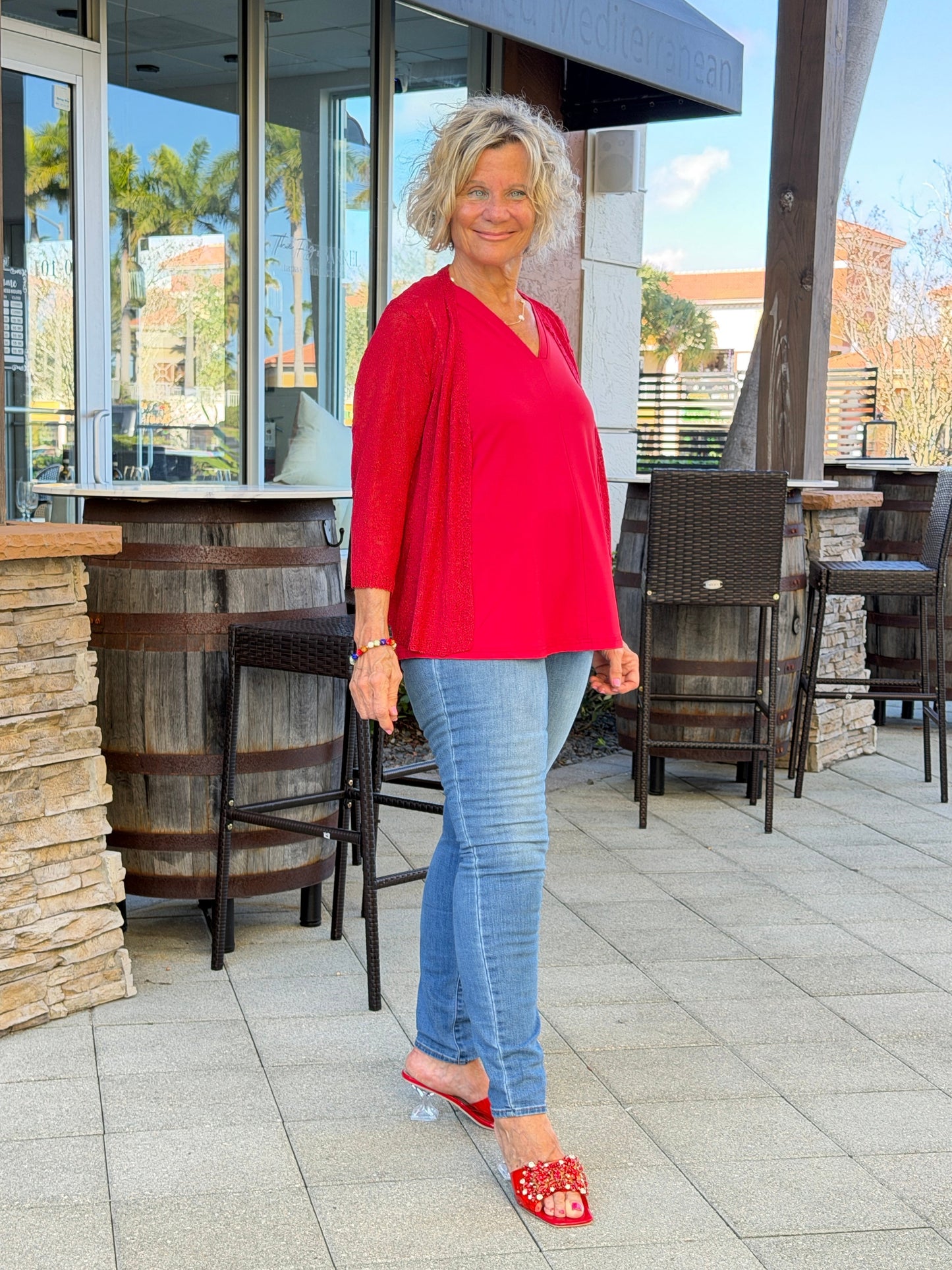 LULU B RED RUFFLE WRAP