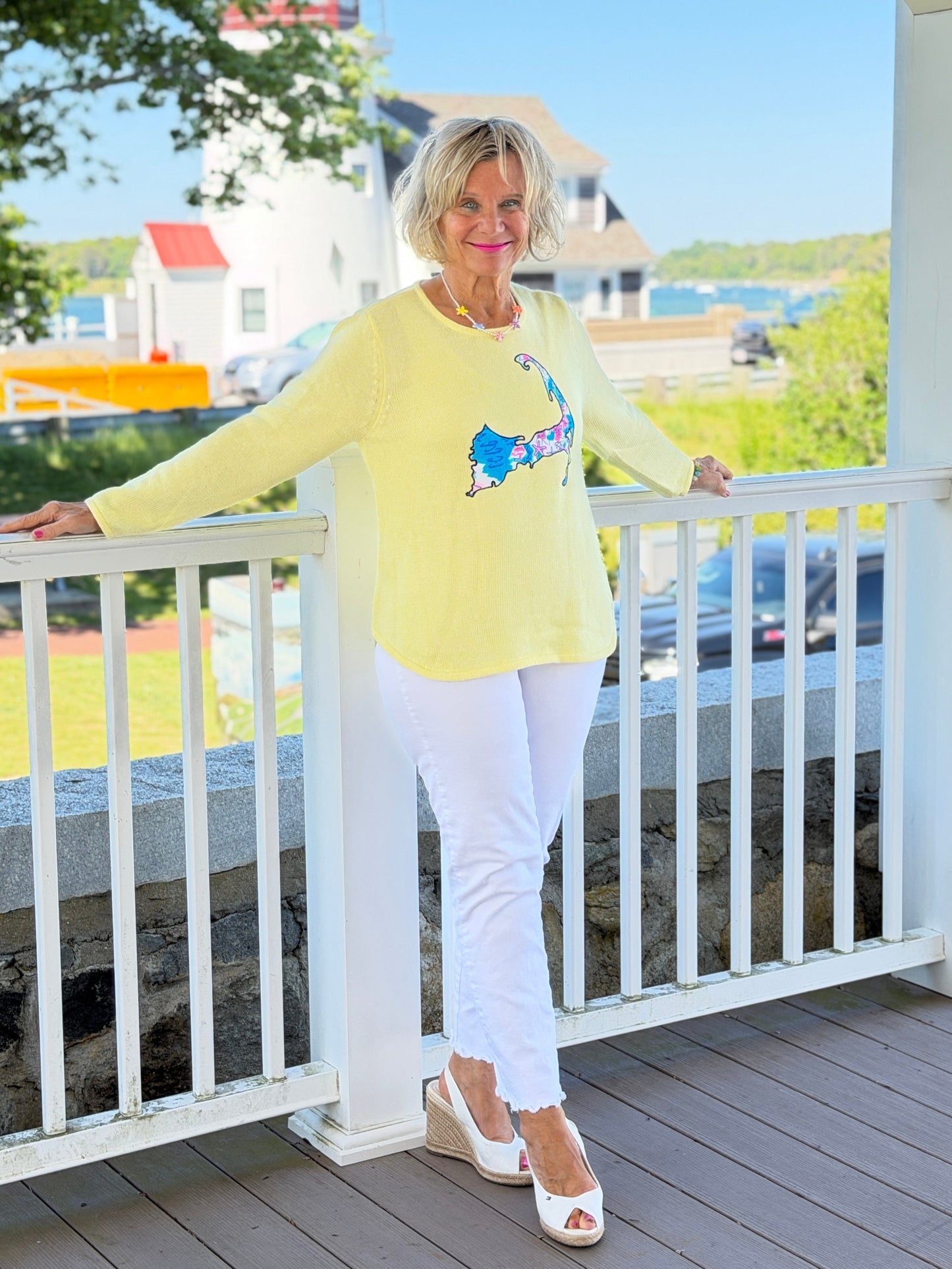 BEACH CLUB YELLOW CAPE COD MAP SWEATER