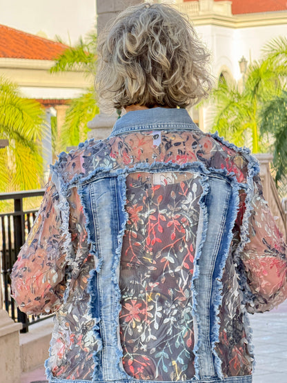 Ethyl Denim & Floral Insert Coat - Virtue