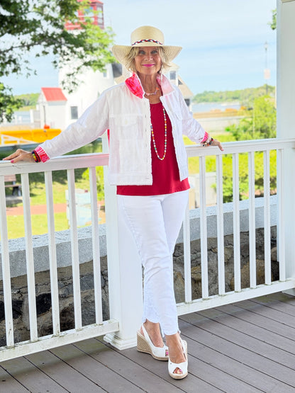 HARBOR LIGHTS RED LINEN JACKET