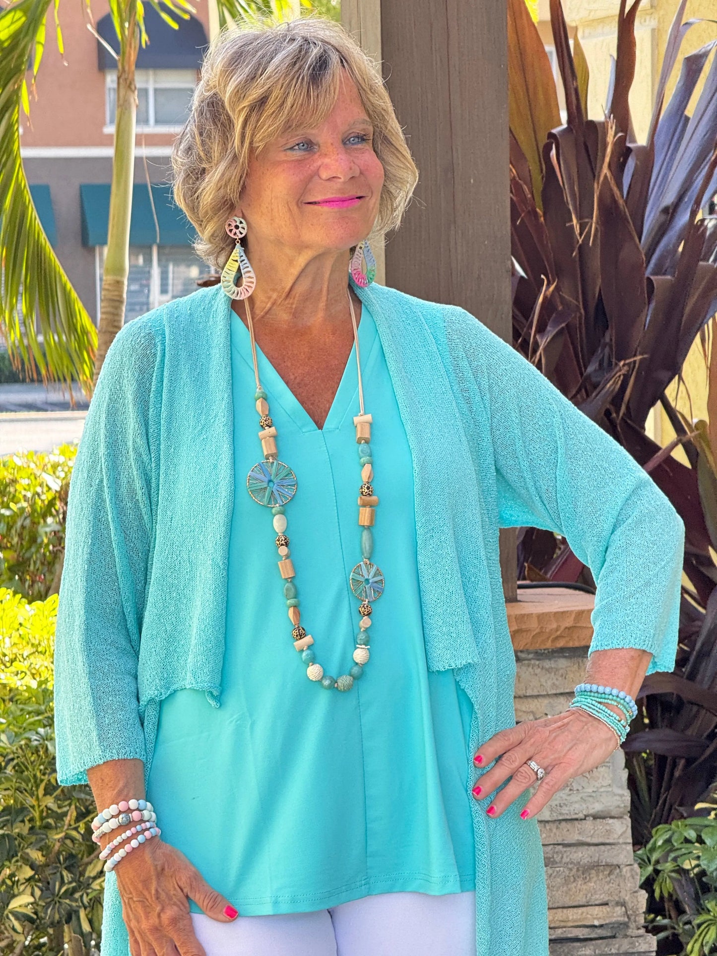 AQUA MESH RUFFLE WRAP
