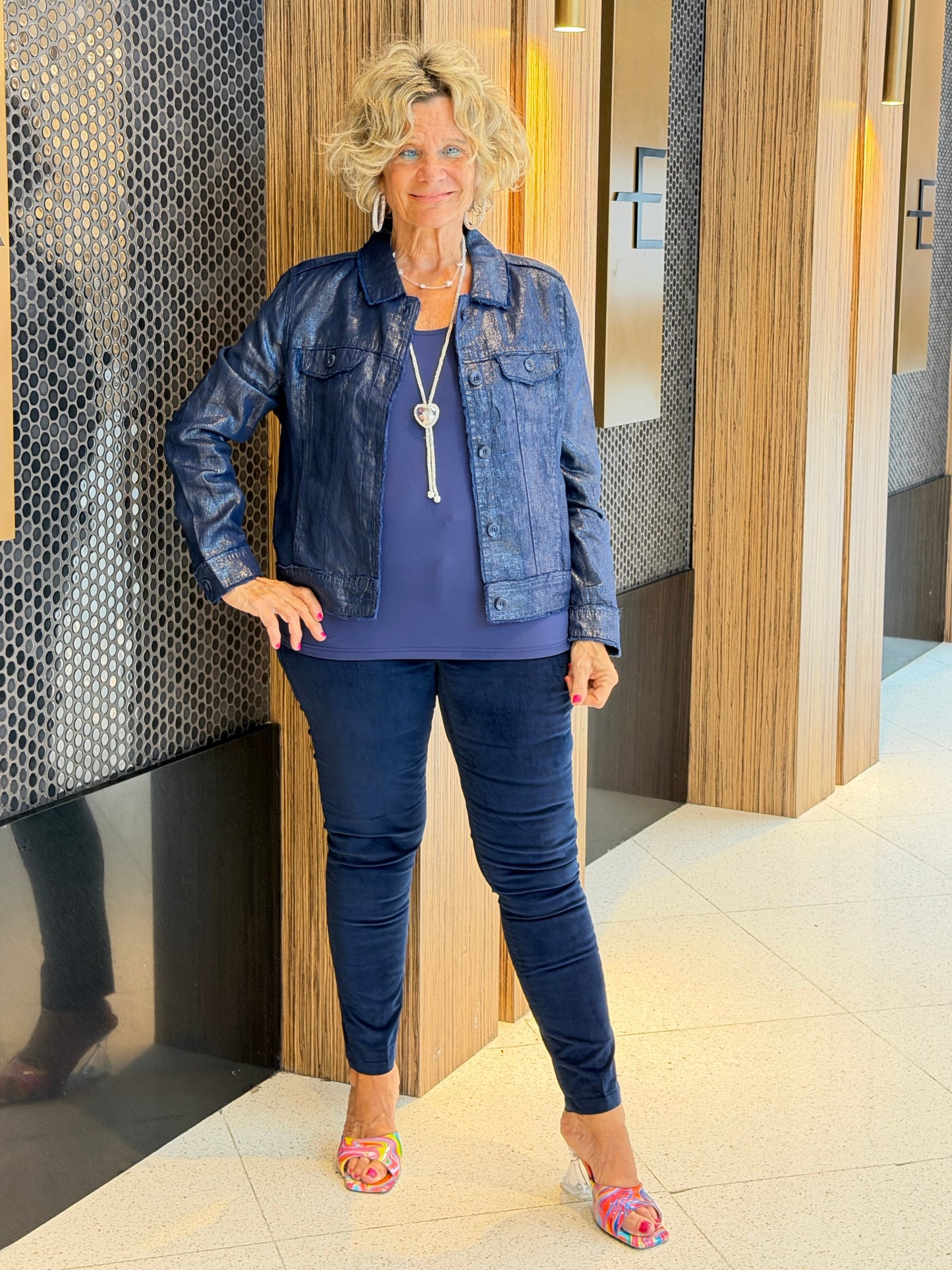 LULU-B NAVY METALLIC LINEN JACKET