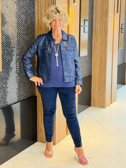 LULU-B NAVY METALLIC LINEN JACKET