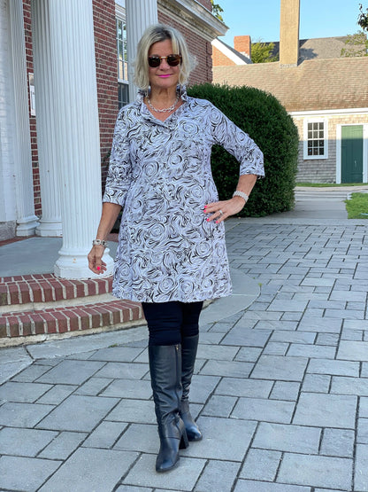 ELEGANT EXPRESSIONS RUFFLE NECK DRESS