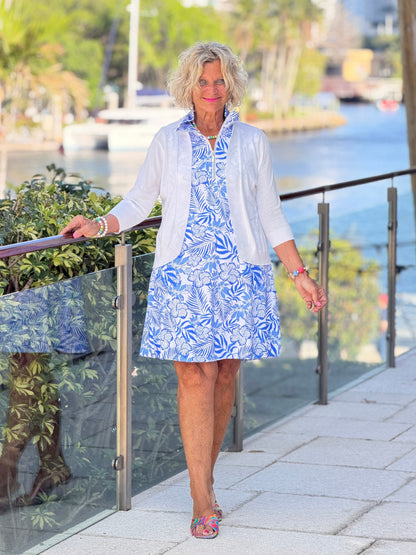 LULU B HIBISCUS COAST HALF ZIPPER DRESS