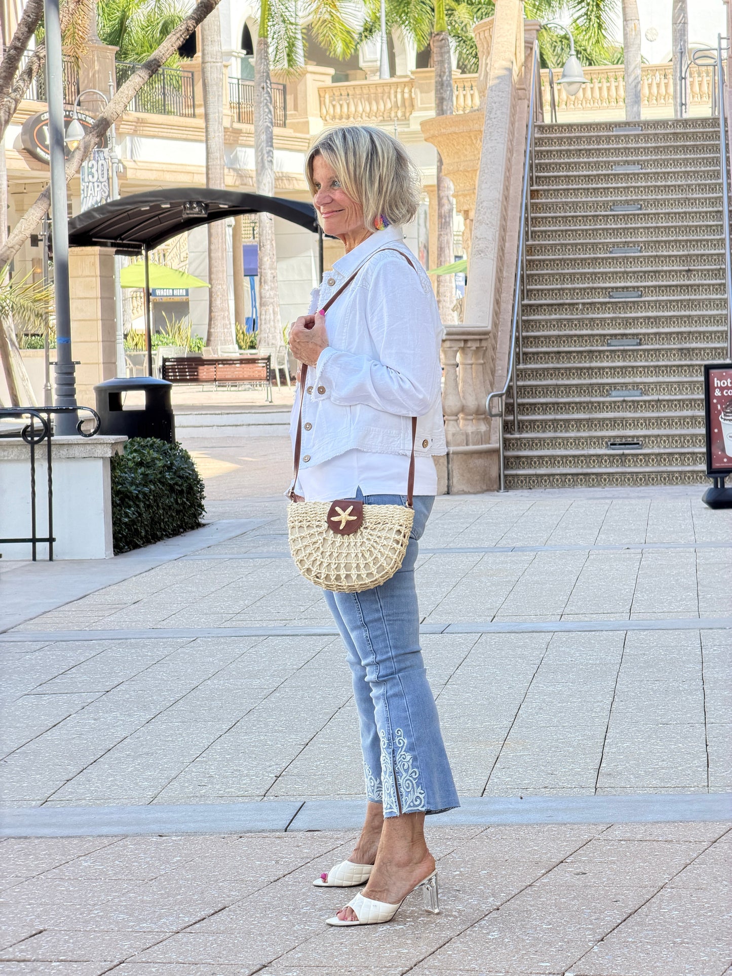 Embroidered Linen Blend Jacket