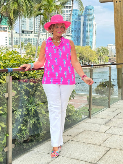 LULU B SEAHORSE BAY SLEEVELESS RUFFLE TOP