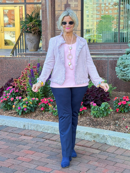 LULU-B CITY LIMIT PINK FRINGE JACKET