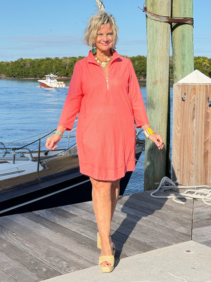 Lulu-b half zipper Salmon scuba dress