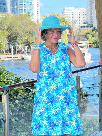 LULU B STARFISH SPLASH ZIPPER SWING DRESS