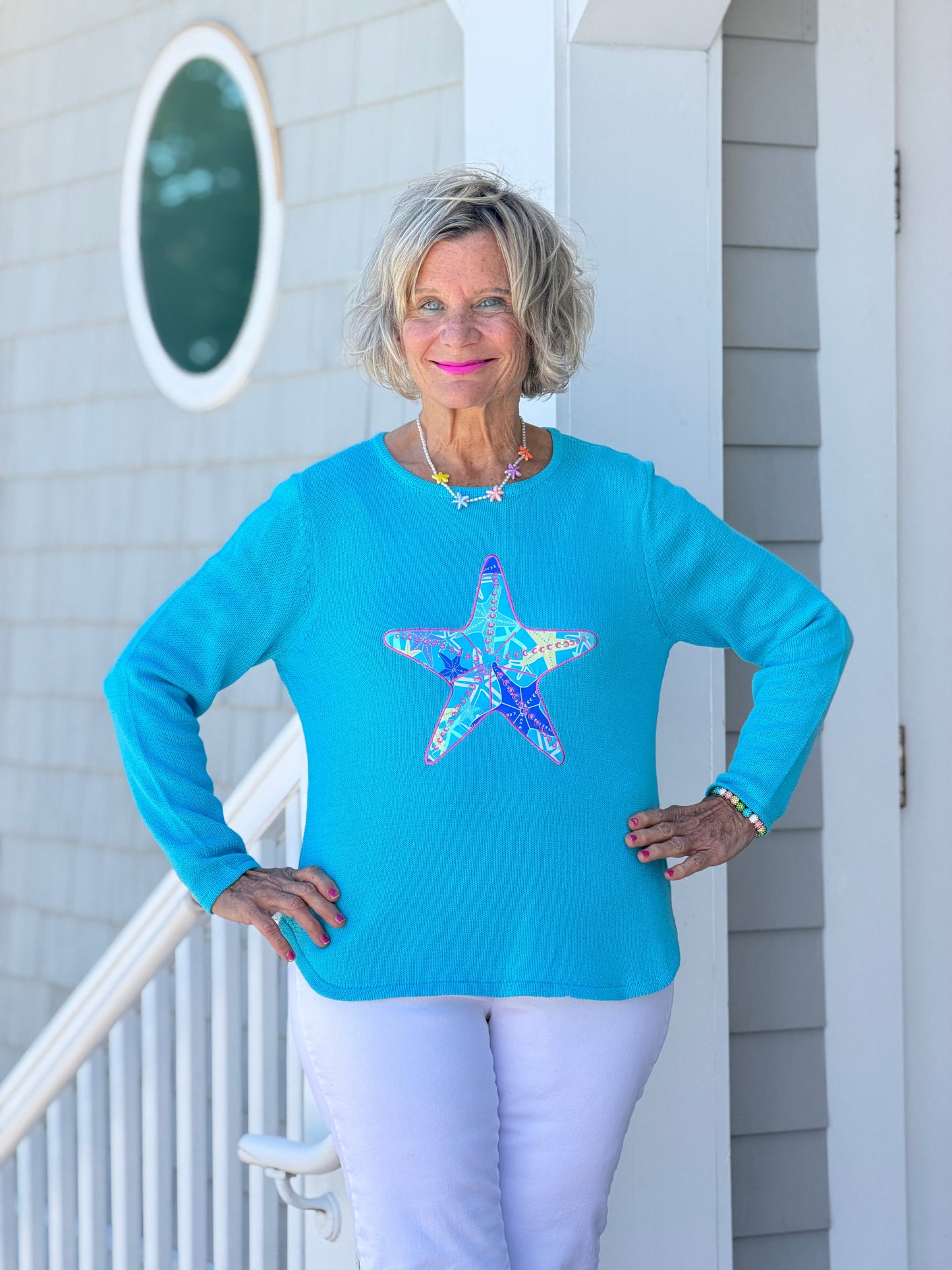 BEACH  CLUB AQUA STARFISH SWEATER