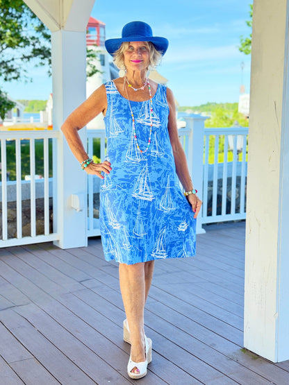HARBOR LIGHTS BLUE SAILBOAT DRESS
