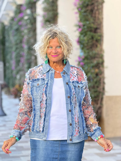 Ethyl Denim & Floral Insert Coat - Virtue