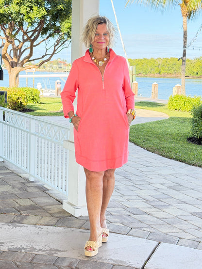 Lulu-b half zipper Salmon scuba dress