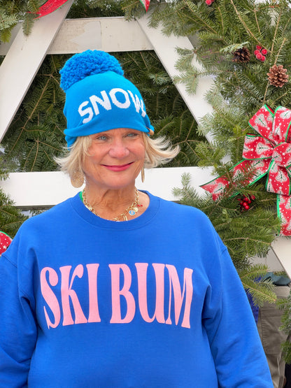 Blue Snow Pom Hat