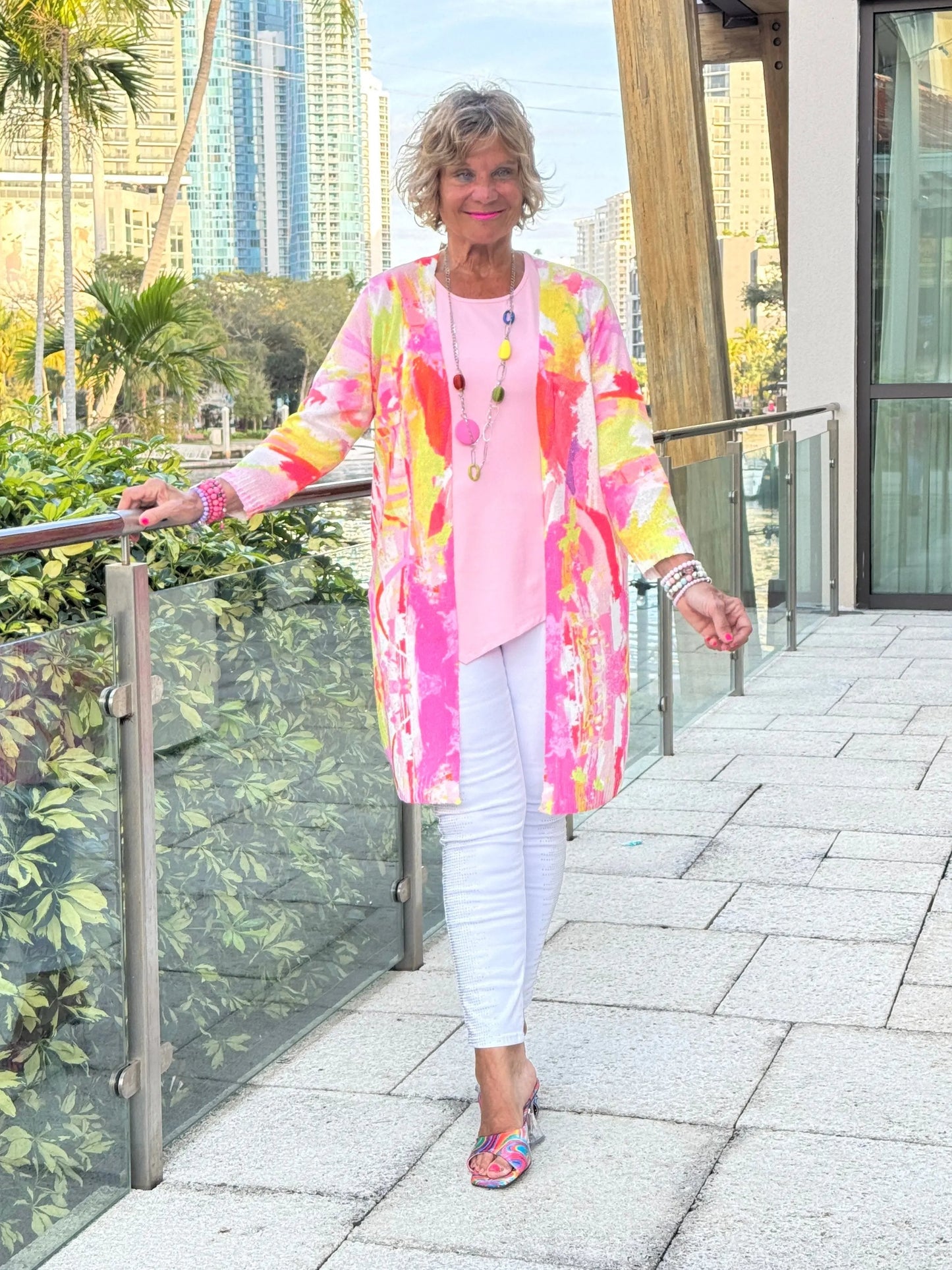 ETHYL PINK WATERCOLOR CARDIGAN