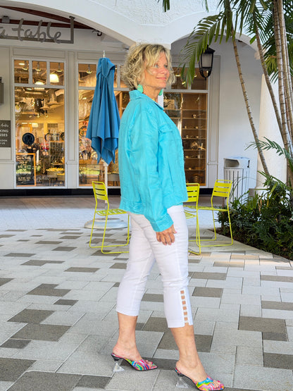 EMBELLISHED LATTICE CAPRI WHITE