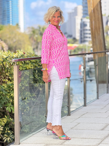 LULU B PALM BEACH LATTICE TUNIC