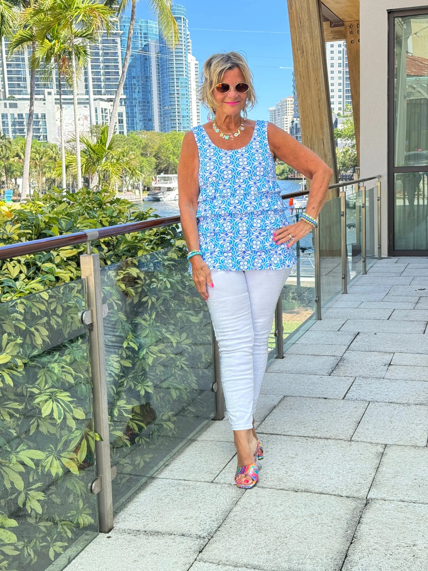 LULU B COASTAL BLOOM CHA CHA TANK