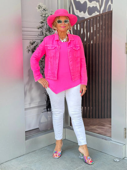 LULU B  HOT PINK LINEN JACKET