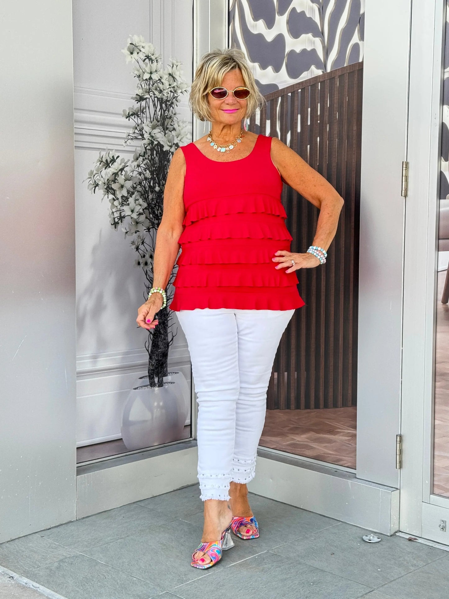 LULU-B CRIMSON RED CHA CHA TANK