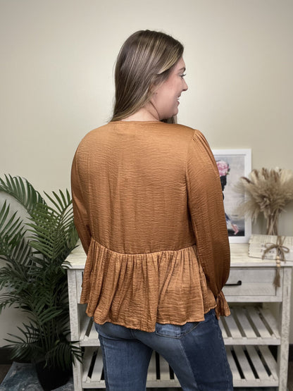 Photoshoot Women's Ruffle Peplum Long Sleeve Top