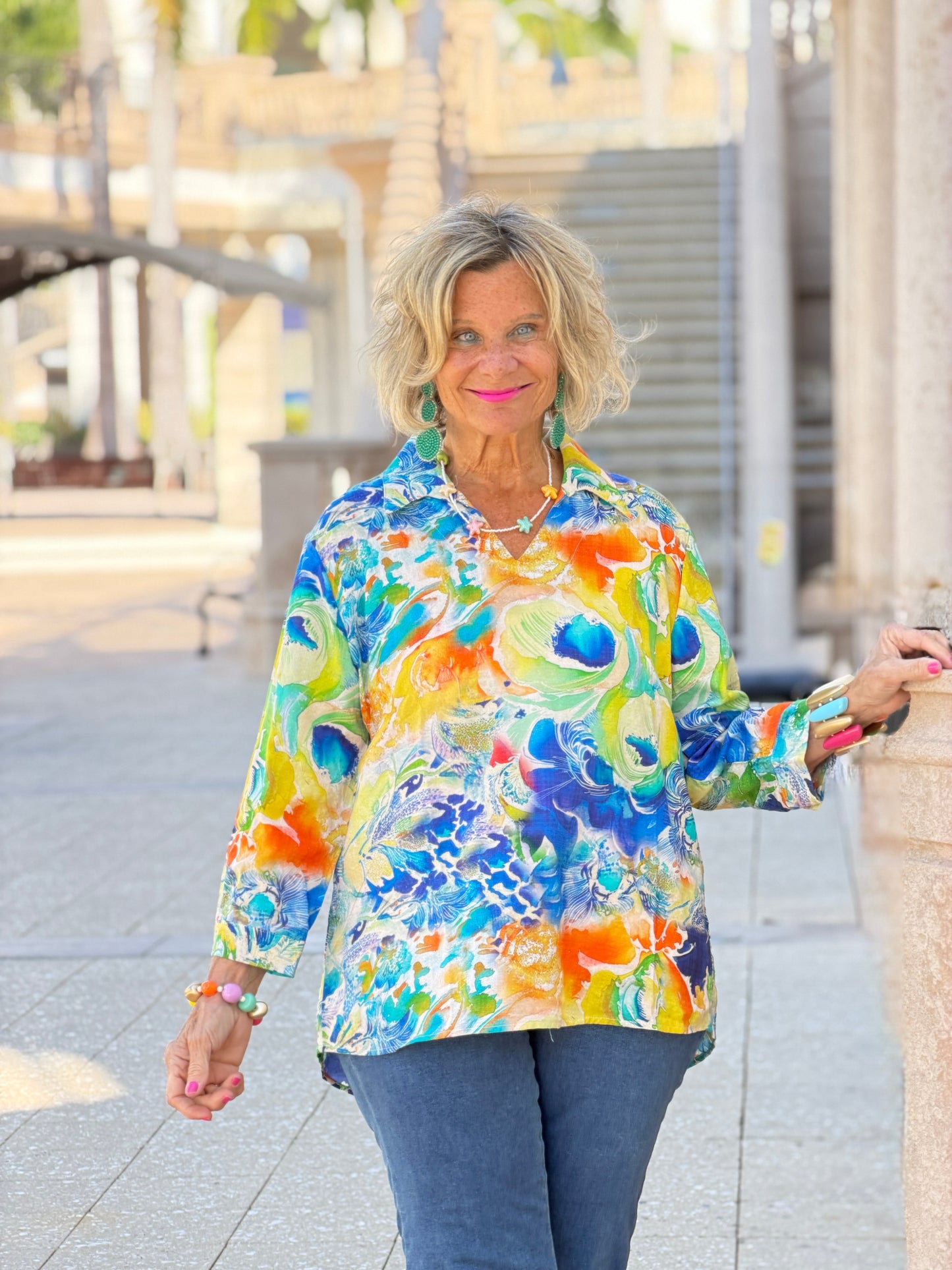 Ethyl Casual Collar V-Neck Blouse - Approval