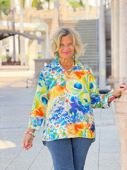 Ethyl Casual Collar V-Neck Blouse - Approval
