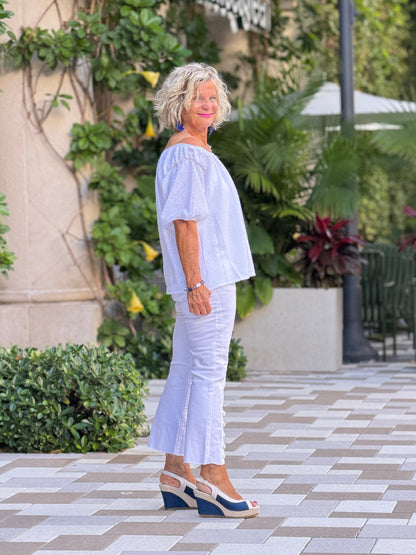 Ethyl Capri Button Crop - Quazar