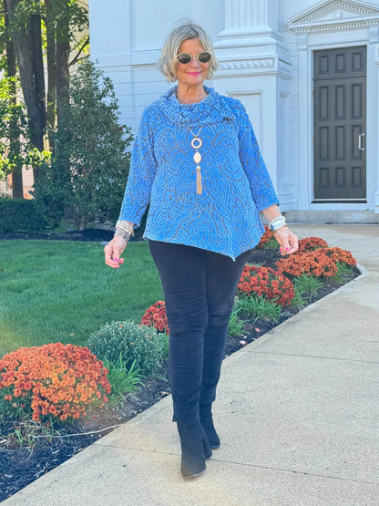 HOLIDAY BLUE JACQUARD TOP