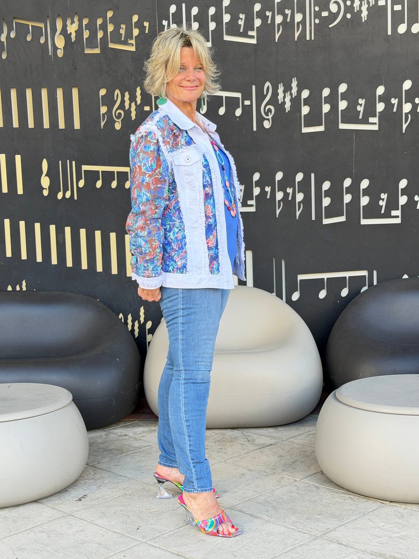 Ethyl Denim & Floral Insert Coat - Agat