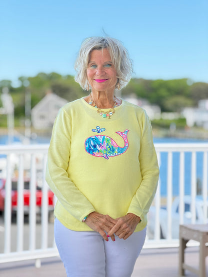 BEACH CLUB YELLOW WHALE SWEATER
