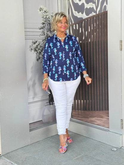 LULU B MIDNIGHT REEF BUTTON UP SHIRT