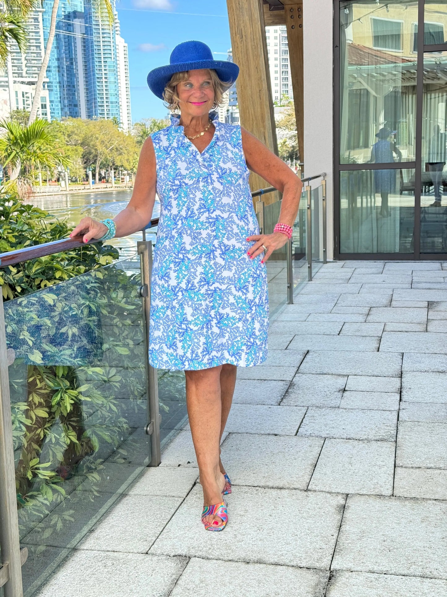 LULU B CORAL BREEZE RUFFLE DRESS