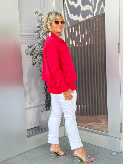 LULU-B CRIMSON RED LINEN JACKET