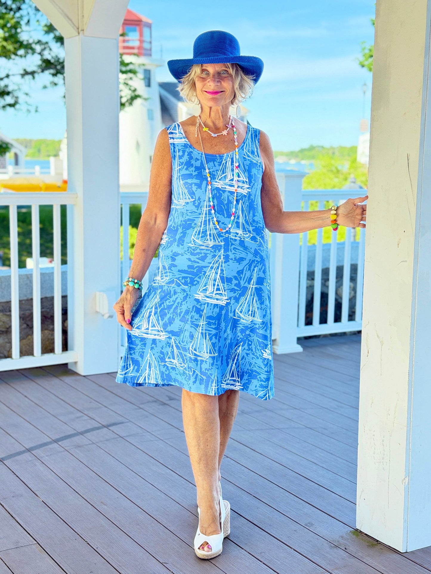 HARBOR LIGHTS BLUE SAILBOAT DRESS