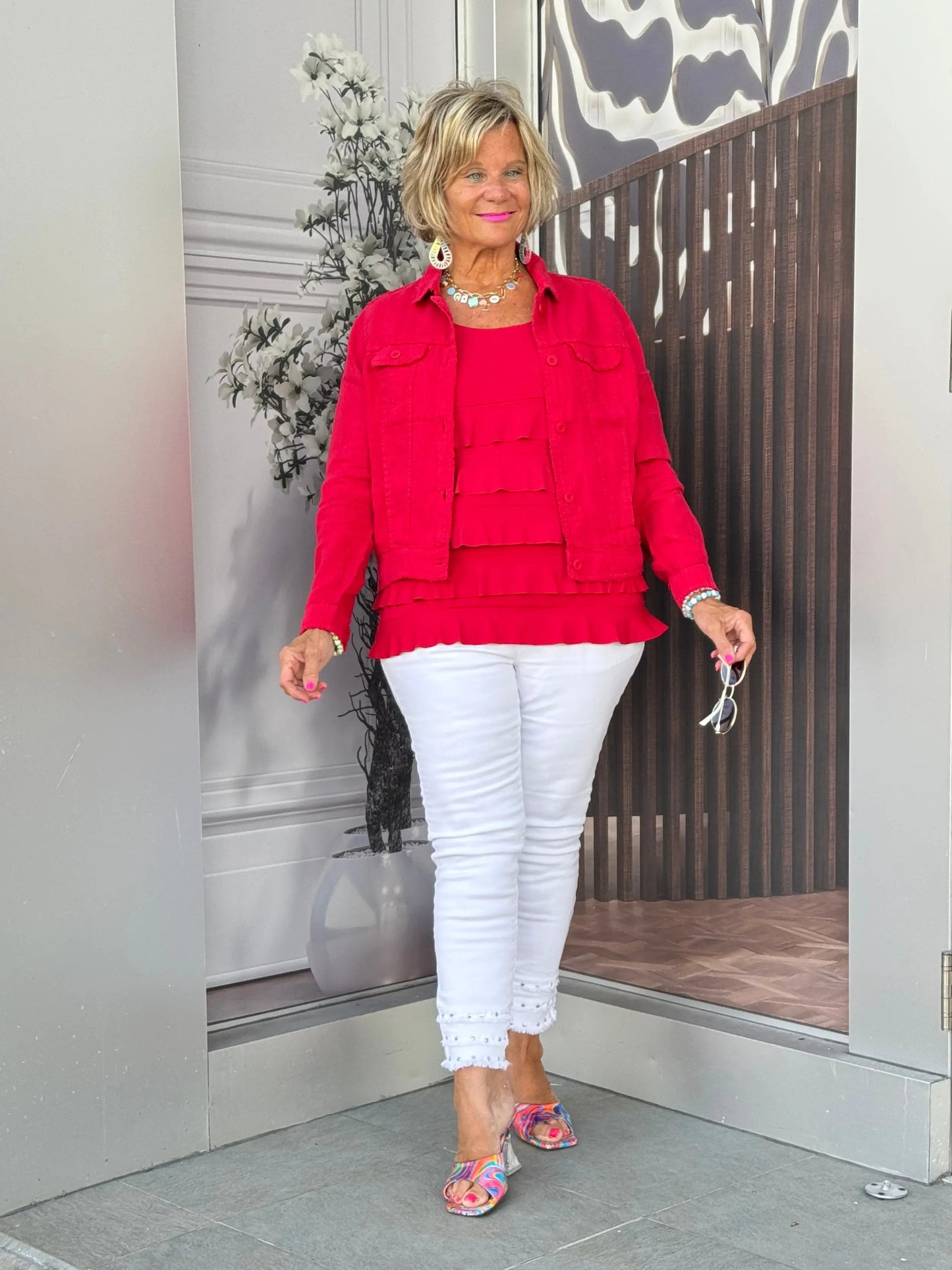 LULU-B CRIMSON RED LINEN JACKET