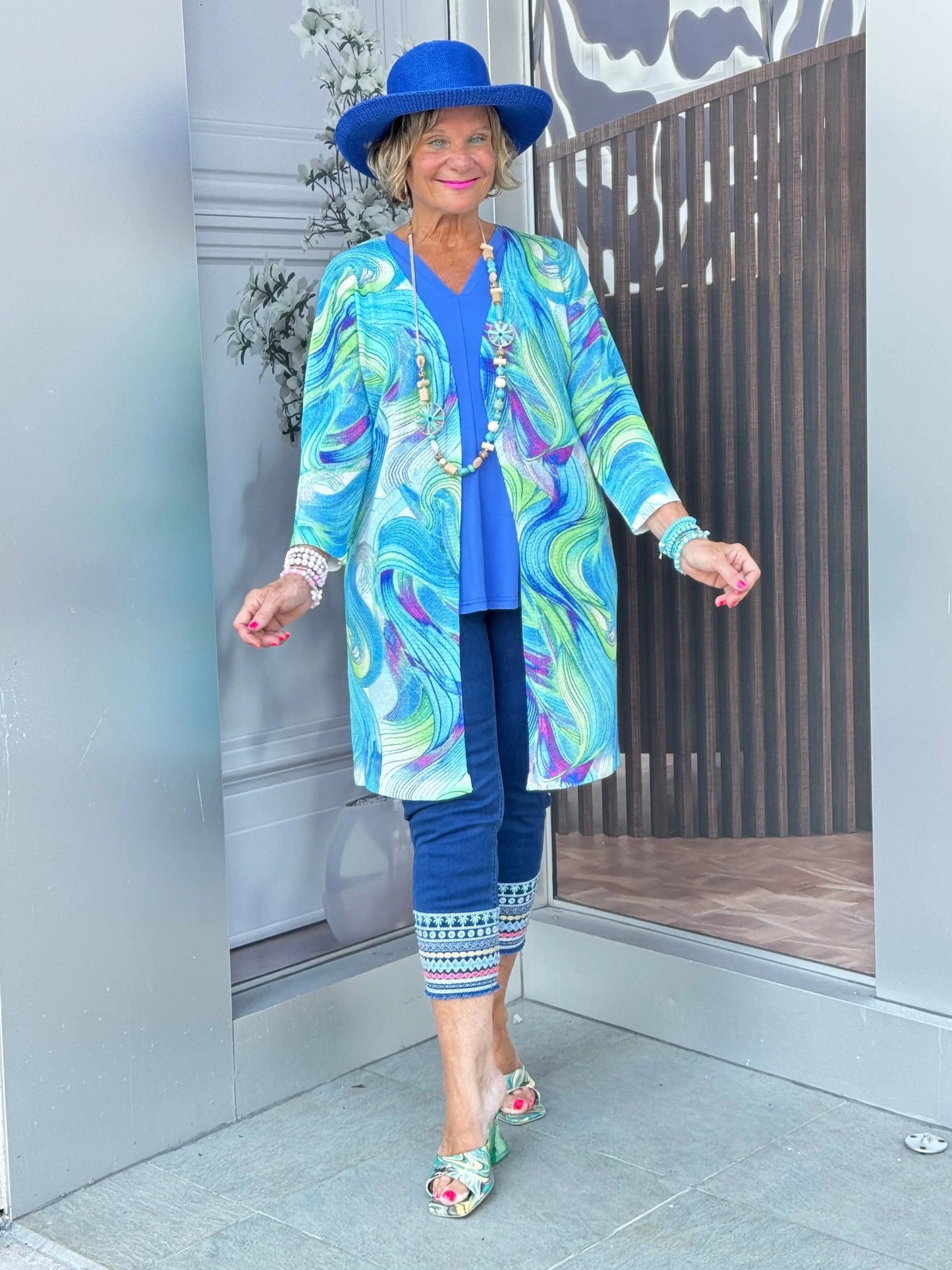 LULU-B DENIM PALM TREE PANT