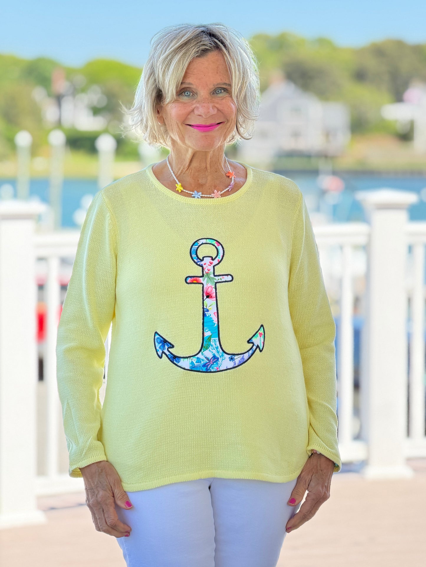 BEACH CLUB YELLOW CAPE COD ANCH0OR SWEATER