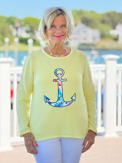 BEACH CLUB YELLOW CAPE COD ANCH0OR SWEATER